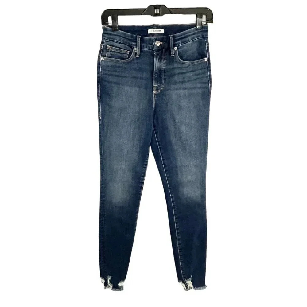 Good American Dark Wash Mid Rise Good Legs Skinny Jeans Women's Size 6/28